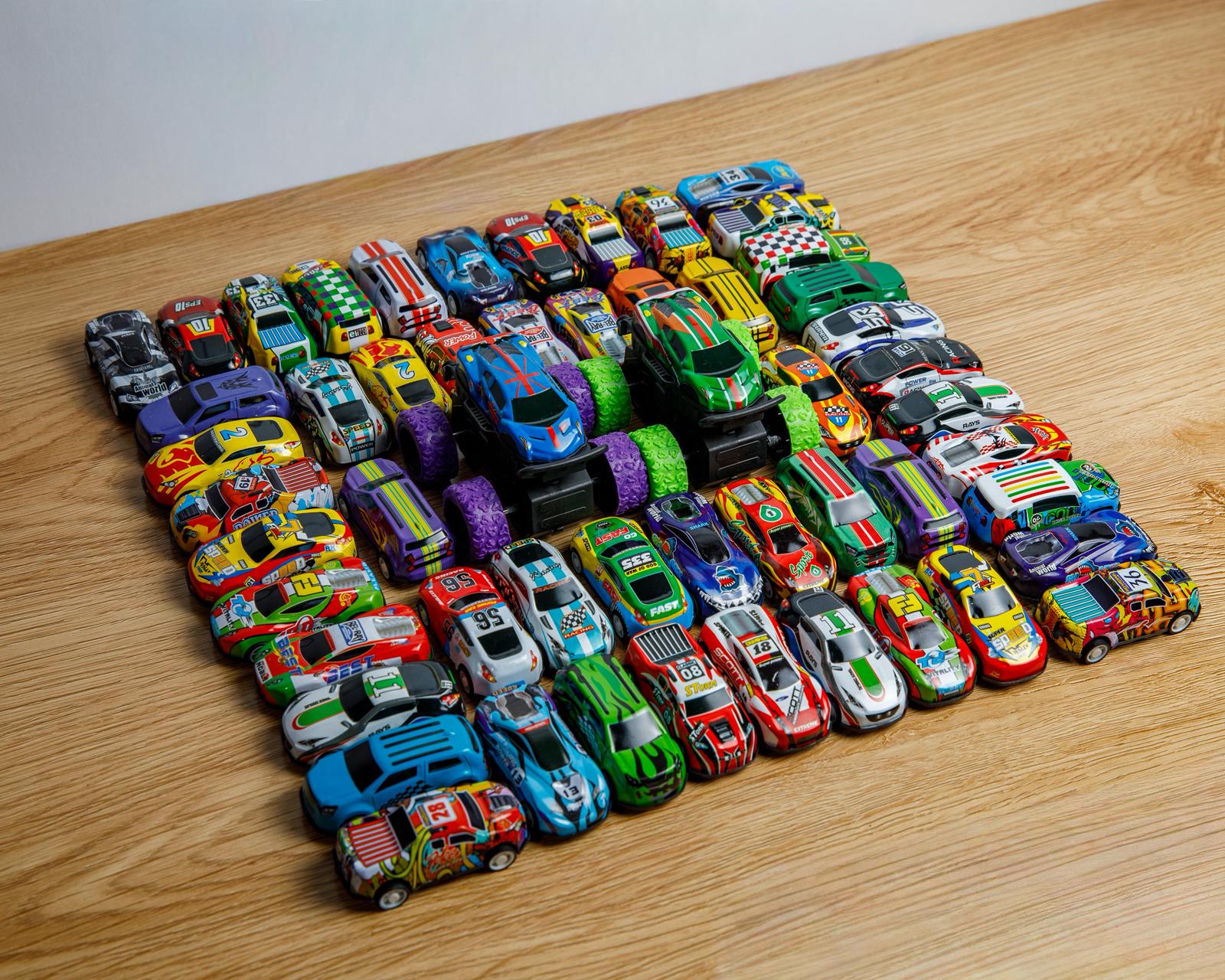 52-Piece Kids Toy Car Set Green Box