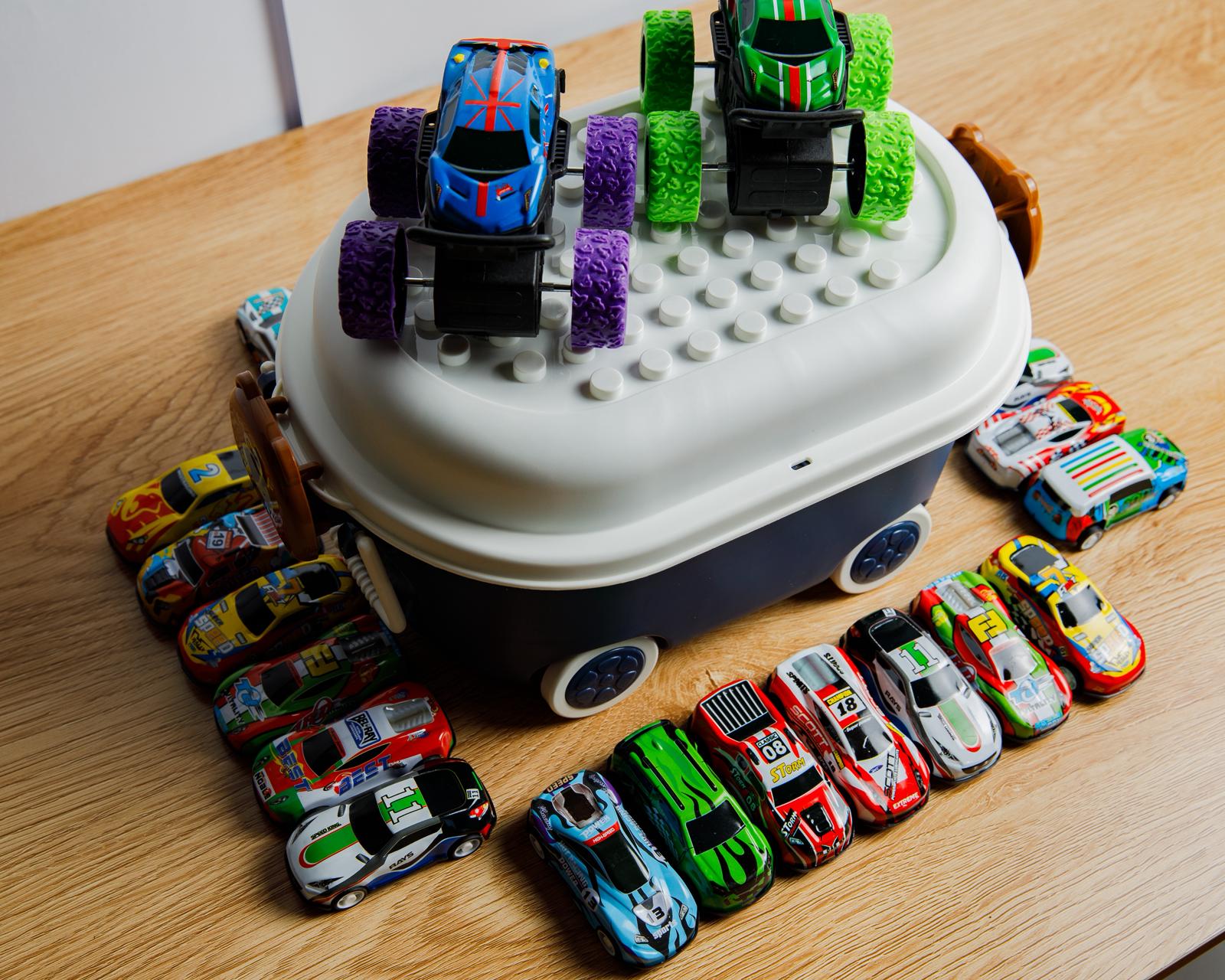 52-Piece Kids Toy Car Set Blue box