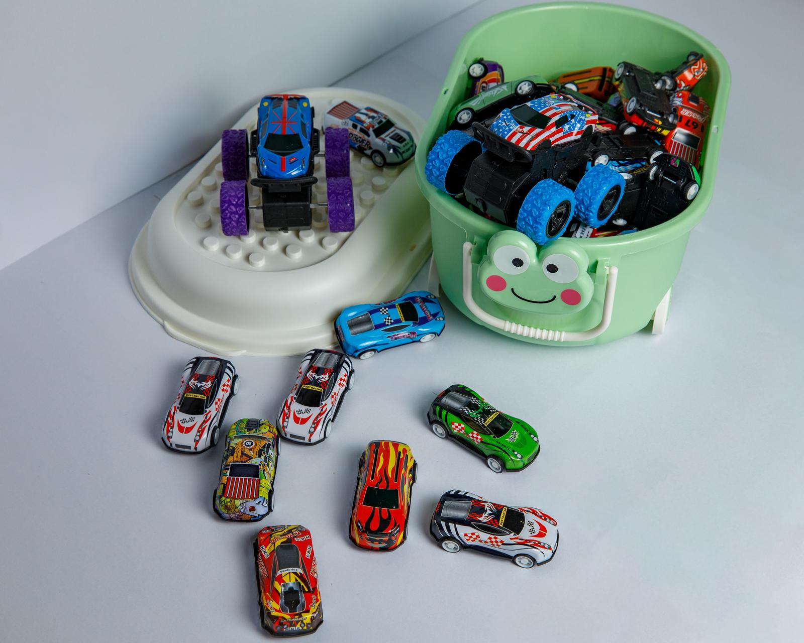 52-Piece Kids Toy Car Set Green Box
