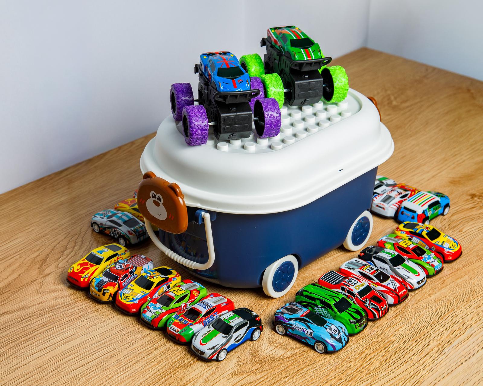 52-Piece Kids Toy Car Set Blue box
