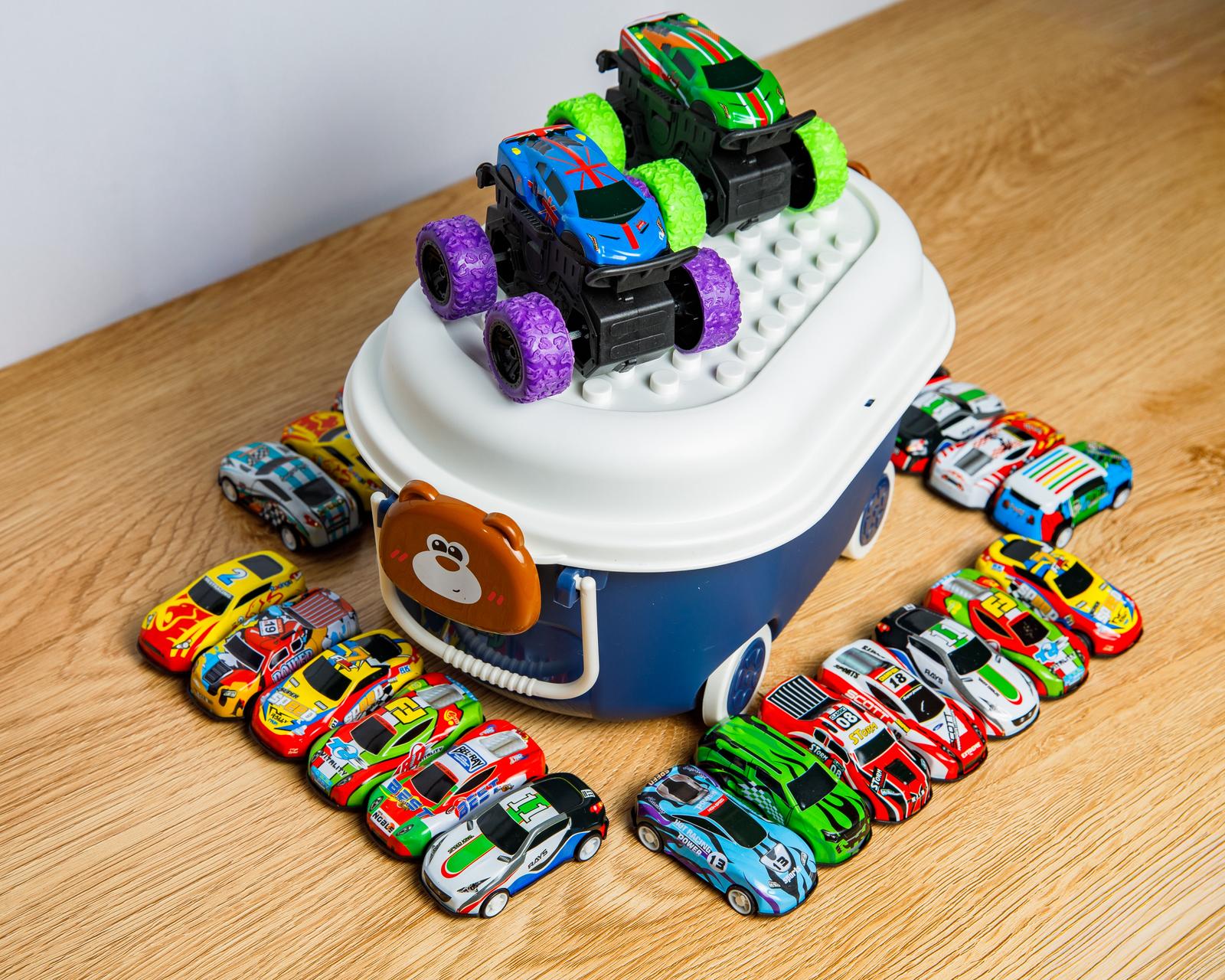 52-Piece Kids Toy Car Set Blue box