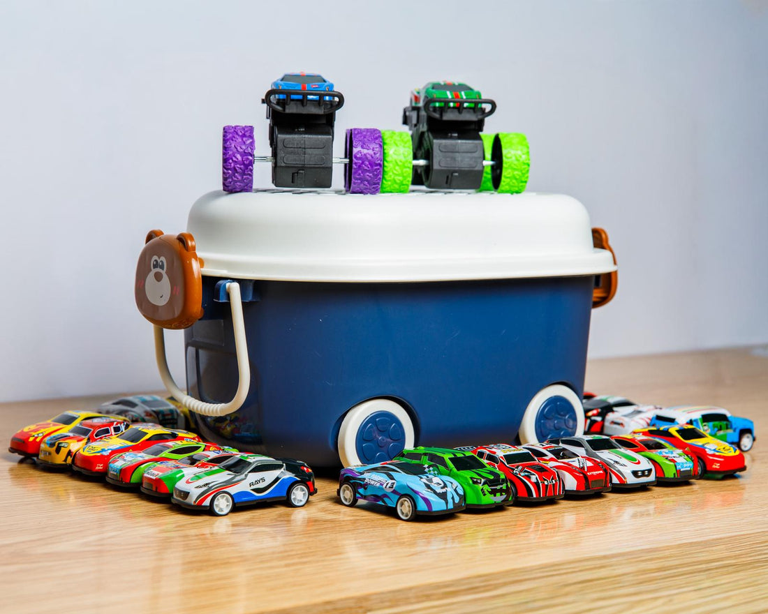52-Piece Kids Toy Car Set Blue box
